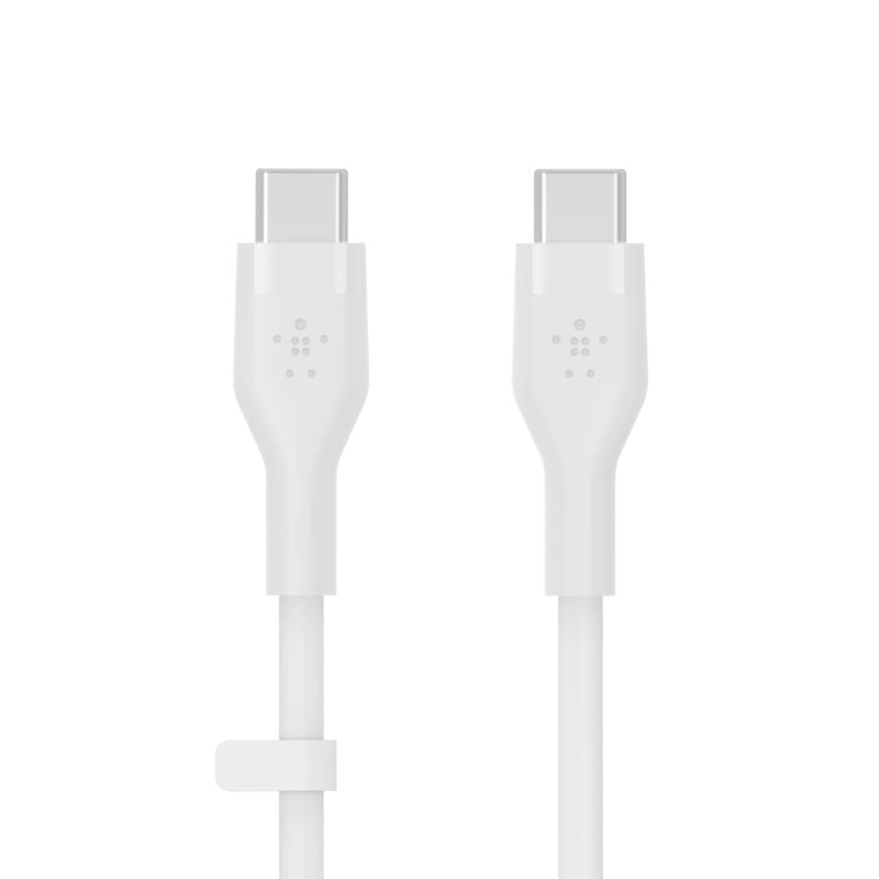 Image of Belkin Cab009bt1mbw2pk Cavo di ricarica boost da USB-C a USB-C da 1 m in silicone con clip, confezione da 2, bianco/nero