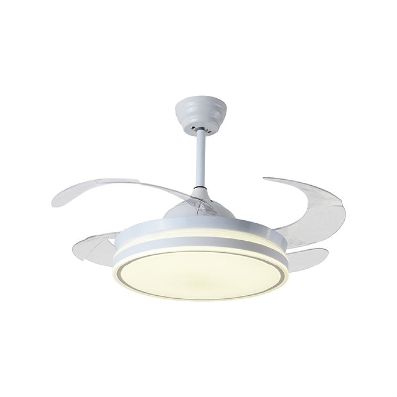 Ventilador de Teto Iluminashop com Luz LED e Controle 48W Branco 4 Lâminas Retráteis
