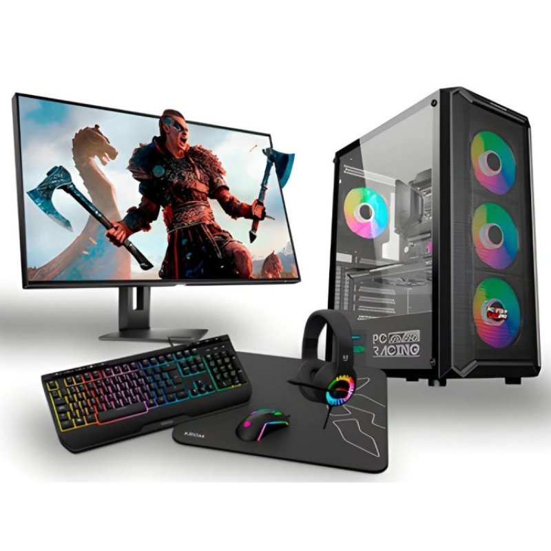 PC de corrida AMD Ryzen 7 8700G/16GB/1TB SSD/RTX 4060 + monitor FullHD de 24' + combinação de jogos