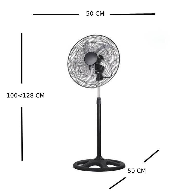 Ventilateur sur Pied IluminaShop 309525 5 Pales 3 Vitesses Tête Orientable Base Lourde