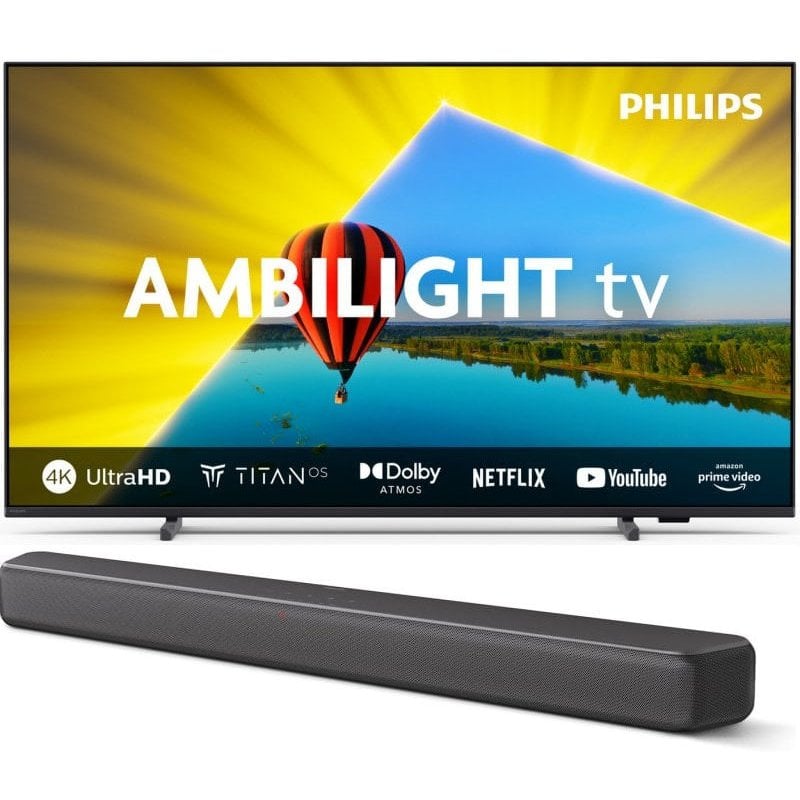 Philips Ambilight TV 75PUS8079 75" LED UltraHD Titan OS + Cadeau Barre de son Philips TAB5109 Philips Ambilight TV 75PUS8079 75" LED UltraHD Titan OS + Cadeau Barre de son Philips TAB5109