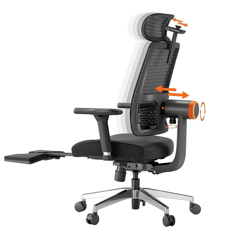 Cadeira ergonómica Newtral MagicH-BPro com apoio para os pés preta