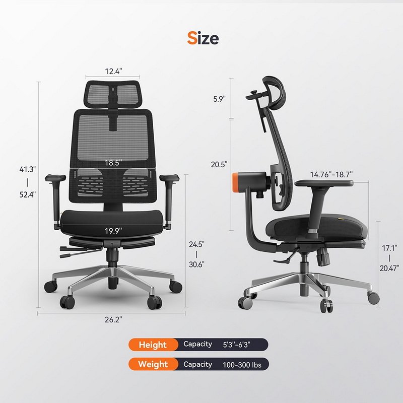 Newtral MagicH-BPro Silla Ergonómica con Reposapiés Negro
