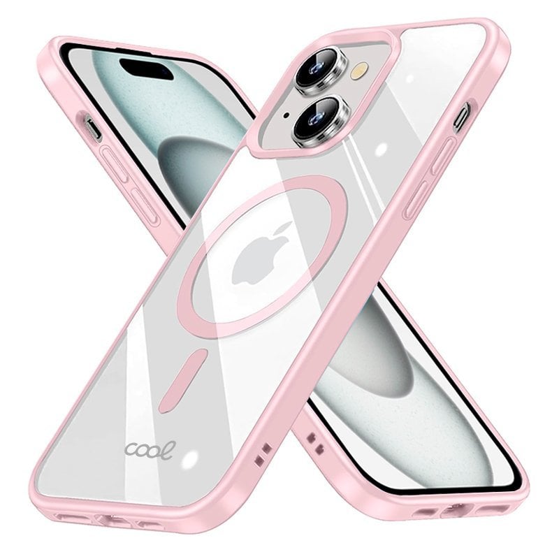 Pnakqil per Magnetica Cover per iPhone 15 con Cordino, Compatibile con MagSafe, Ultra Sottile Cuore Silicone Custodia con Laccio Tracolla, Elettrolitico TPU Case con Collana per iPhone 15, Rosa