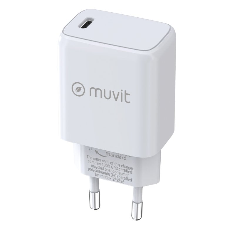 Muvit For Change Cargador de Pared USB-C PD 25W Blanco