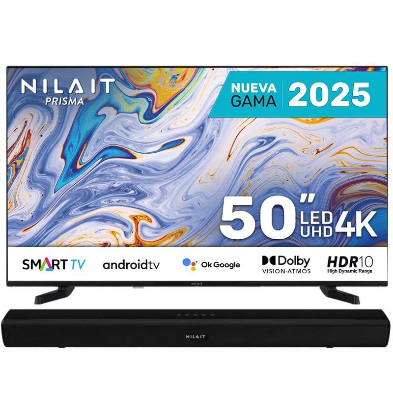 Nilait Prisma NI-50UB7001S 50" LED + Regalo Harmony Sound bar Barra de Sonido Bluetooth 2.0 30W Nilait Prisma NI-50UB7001S 50" LED + Regalo Harmony Sound bar Barra de Sonido Bluetooth 2.0 30W