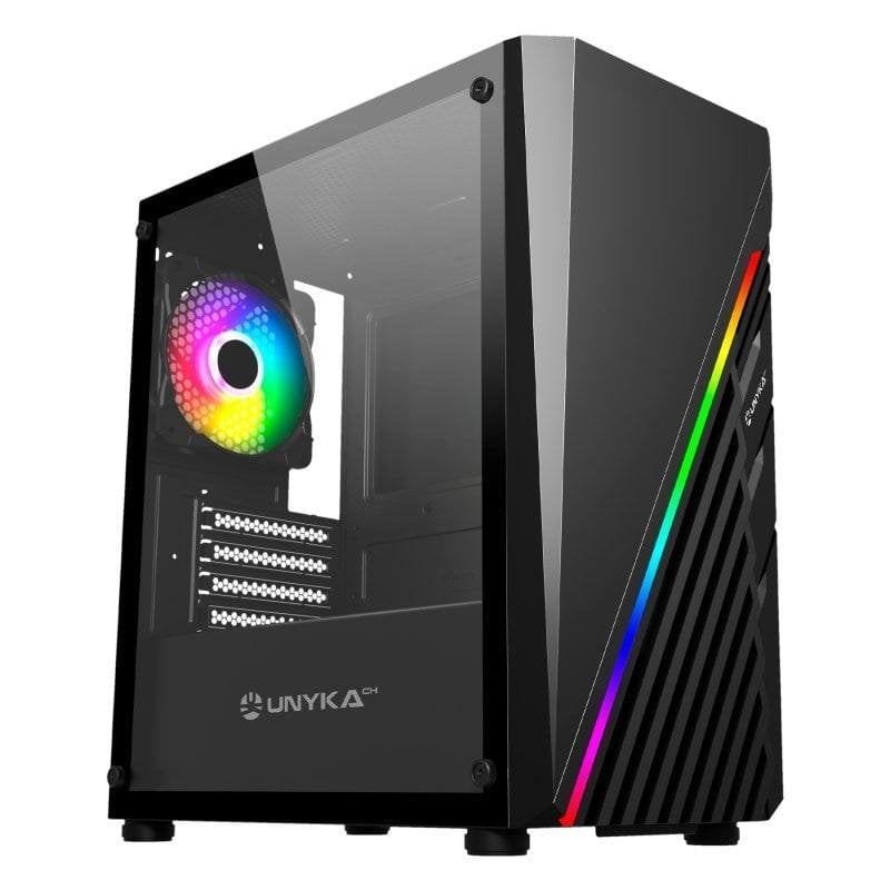 Caja PC UNYKAch Mini Glayze Micro ATX Cristal Templado USB 3.2 Negra