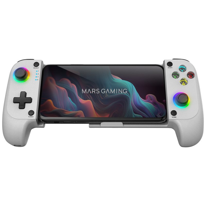 Mars Gaming MGPX Gamepad Dual Vibration Turbo Funktion Bluetooth 5.0 RGB  Weiß für Android und IOS