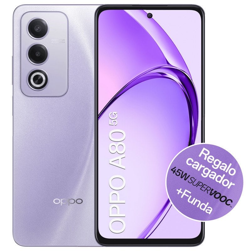 Image of OPPO A80 5G 16GB(8GB+8GB)/256GB Ricarica rapida 45W Viola Gratis + Caricatore 45W + Custodia