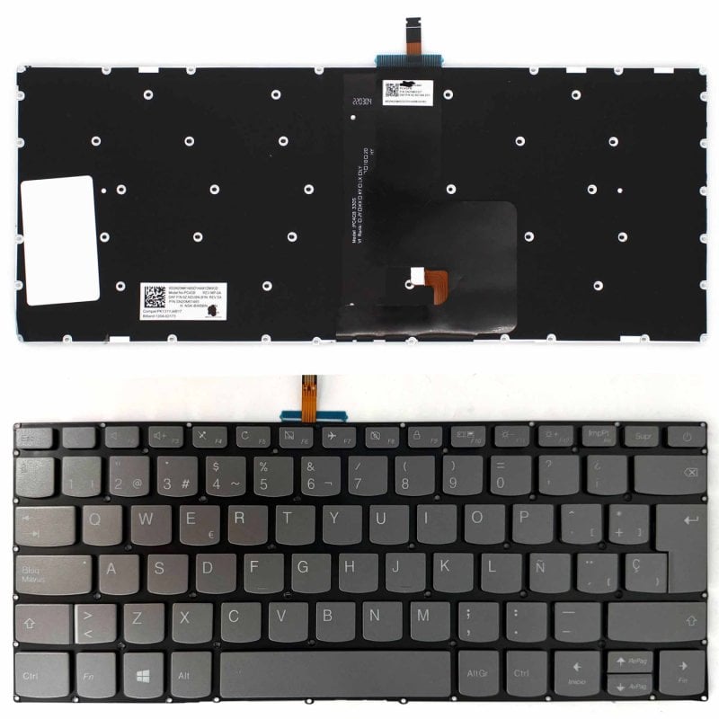 Teclado Para Portátil Lenovo Ideapad 320-14ISK, 320S-14IKB, 320S-14IKBR Gris Retroiluminado