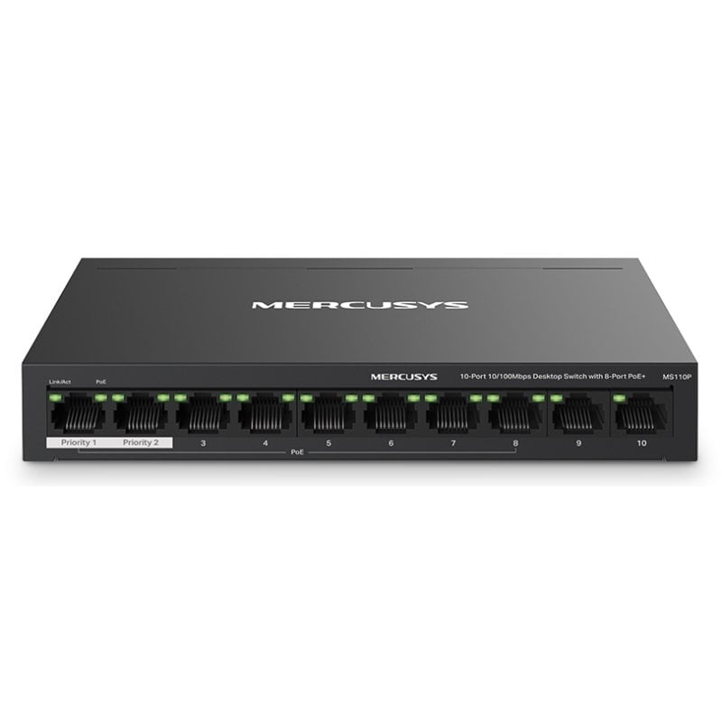 Image of Switch Mercusys Ms110p 10 porte 10/100Mbps e 8 porte Poe