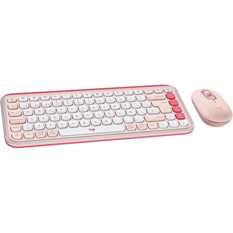 Teclado y raton inalambrico rosa sale