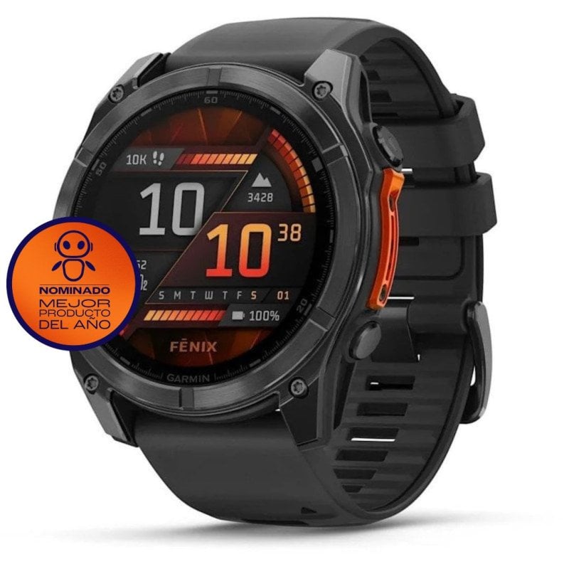 Image of Orologio Smartwatch Garmin Fenix 8 AMOLED 51mm Grigio con cinturino in silicone nero cod079