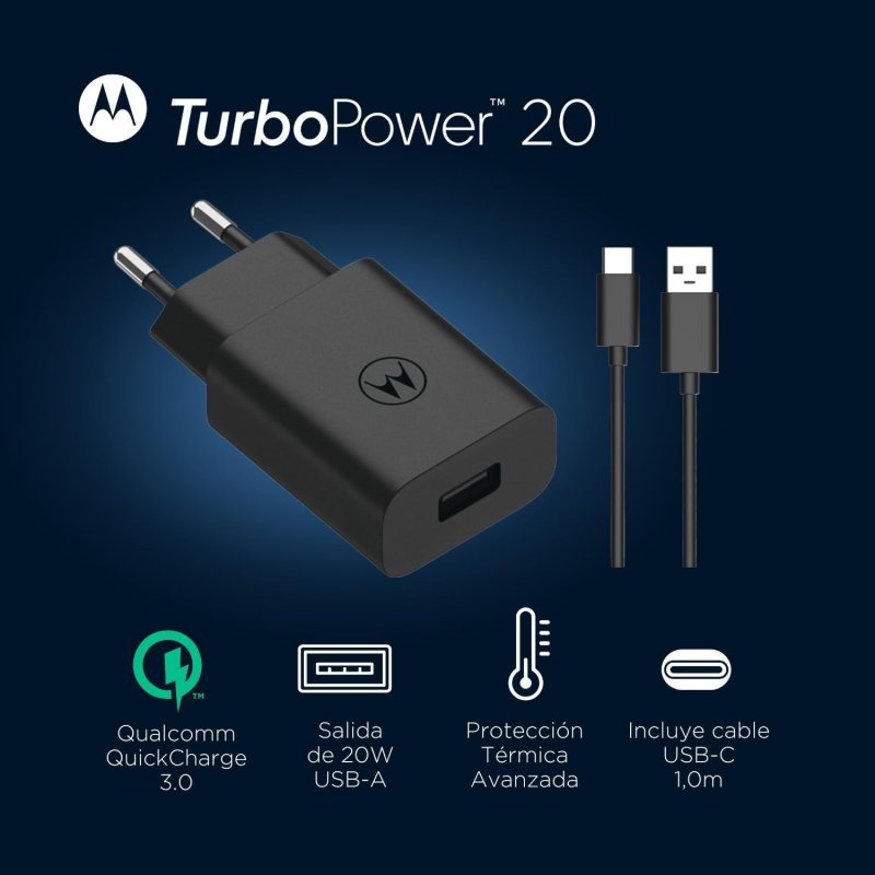 Caricatore Rapido Motorola TurboPower Da 15W Con Adattatore AC E Cavo USB-C - Modello SC-22