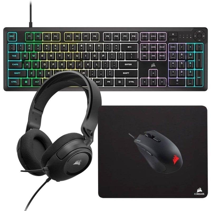 Teclado Corsair K55 CORE RGB com rato Harpoon RGB Pro e auscultadores HS35 v2 Teclado Corsair K55 CORE RGB com rato Harpoon RGB Pro e auscultadores HS35 v2
