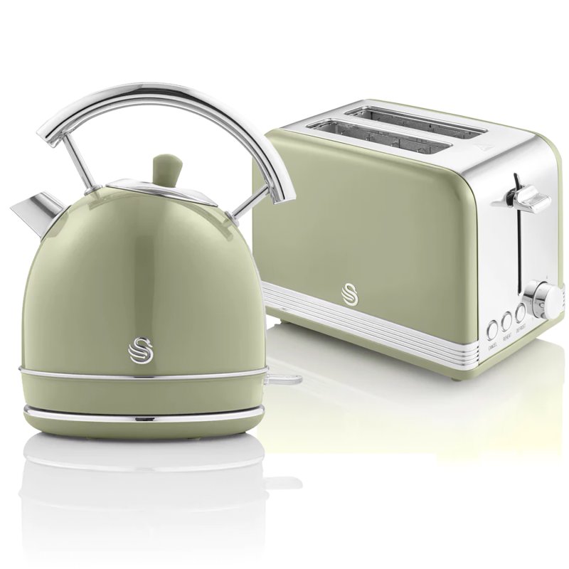 Image of Swan Stp7050gneu Retro Set Colazione Bollitore 1,8 L + Tostapane 815 W Verde