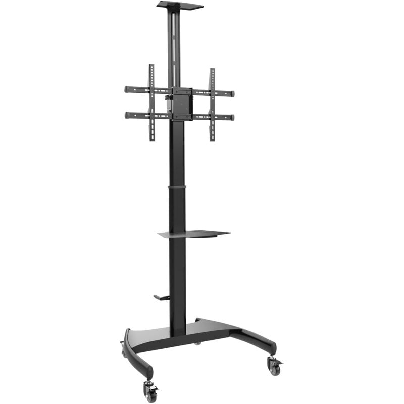 Image of AISENS ECO Supporto da Pavimento con Ruote e Manovella, Vassoio DVD e Supporto per Fotocamera per Monitor/TV 50Kg da 37-70, Nero cod079