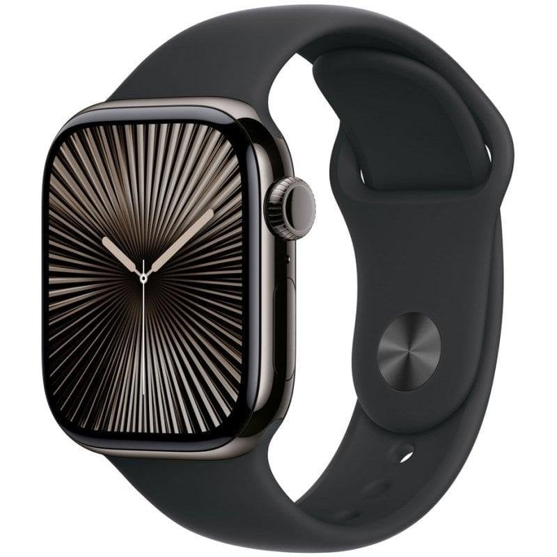 Apple Watch Series 10 GPS + Cellular 42mm Caja Titanio Pizarra con Correa Deportiva Negra S/M