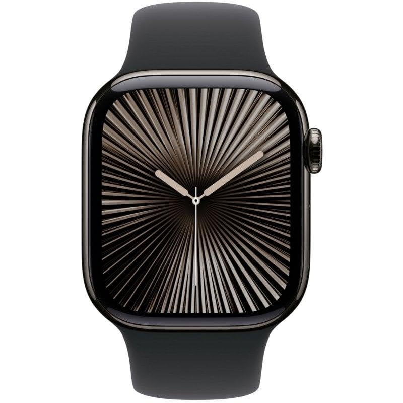 Apple Watch Series 10 GPS + Cellular 42mm Caja Titanio Pizarra con Correa Deportiva Negra S/M