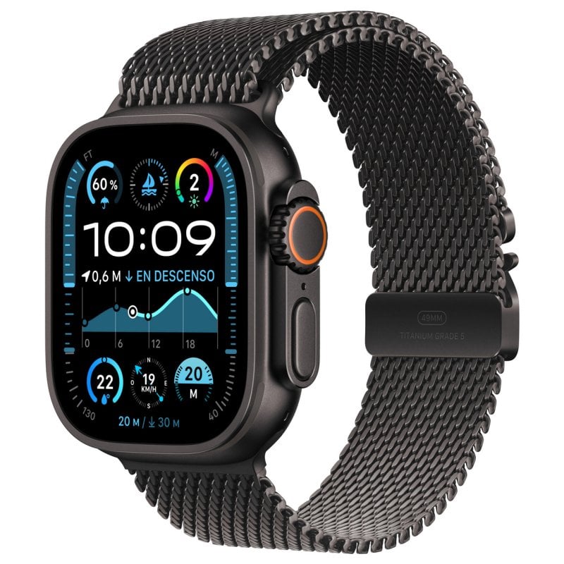 Apple Watch Ultra 2 GPS + Cellular 49mm Caja Negra Titanio con Correa Milanese Loop Titanio M Negra