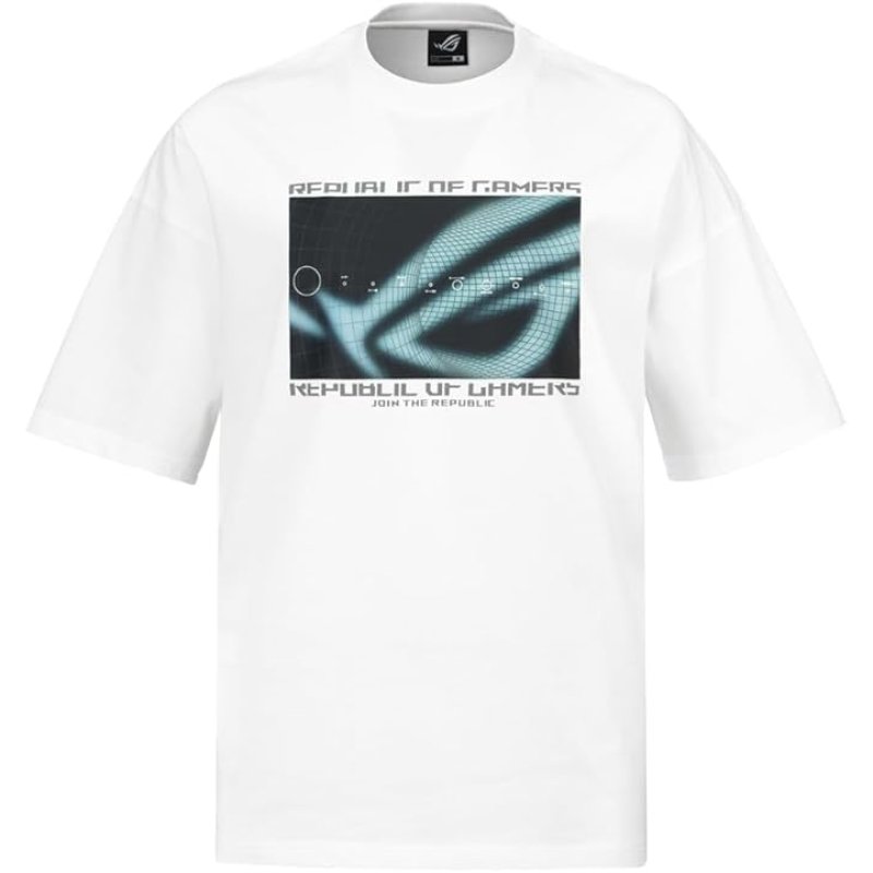 Image of ASUS ROG Cosmic Wave T-shirt bianca in cotone da uomo taglia L