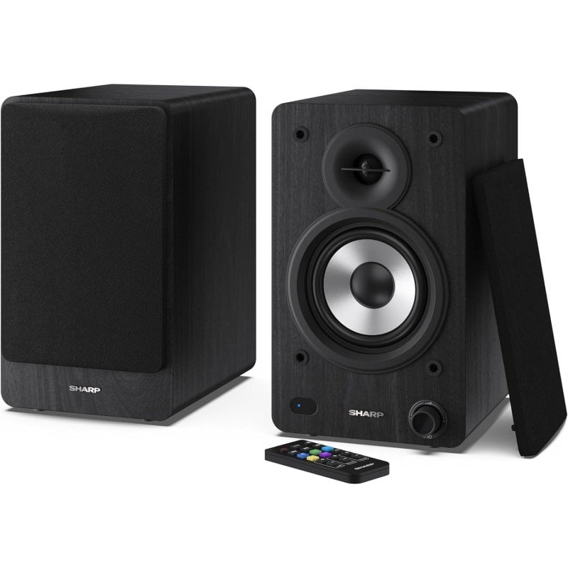 Image of Sharp CP-SS30(BK) Altoparlanti attivi a 2 vie 60W RMS, custodia in legno, Bluetooth, ottico, USB, RCA, AUX