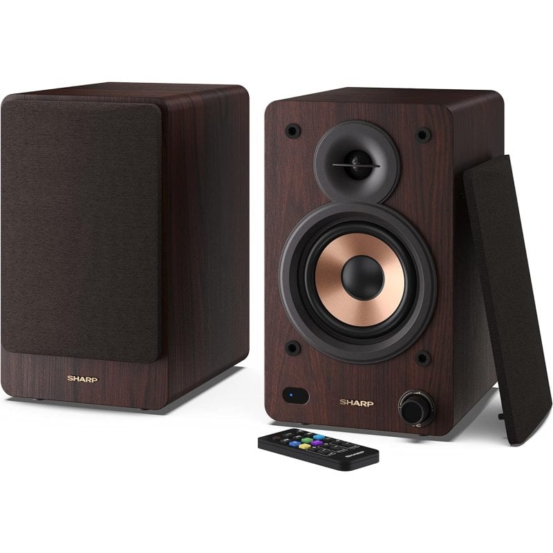 Image of Sharp CP-SS30(BR) altoparlanti attivi a 2 vie 60W RMS, custodia in legno, Bluetooth, ottico, USB, RCA, AUX