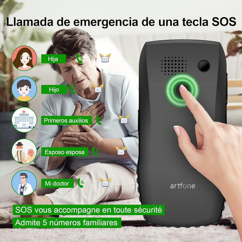 3G Telefono Cellulare per Anziani, artfone con Tasti Grandi, Funzione MMS, SOS, 2.4 Display