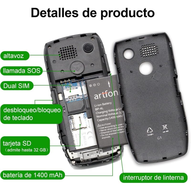 artfone G6 Pro 4G Telefono Cellulare per Anziani|Flip Telefoni Cellulari con Tasti Grandi|2.4+1.77 Doppia Display|Funzione SOS|Volume Alto|Batteria da 1300 mAh|Chiamata Rapida|Base di Ricarica-Grigio