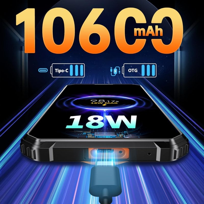 OUKITEL G1 Androidスマホ (6+18)GB + 256GB OUKITEL G1タフネススマホ - 10600mAh、24(6+18)GB+256GB、6.52