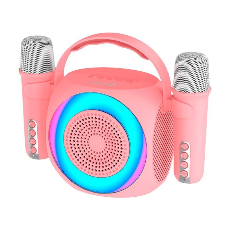 Image of Cool Mini Karaoke Party Altoparlante portatile Bluetooth 6W + 2 microfoni Rosa