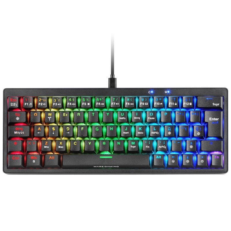 Mars Gaming MKMINIPRO Teclado Mecánico RGB 60% Switch Silencioso Negro