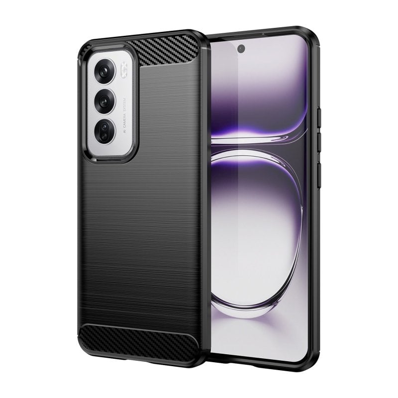 Image of Custodia Max Power digitale in fibra di carbonio per Oppo Reno 12 Pro in silicone nero antiurto