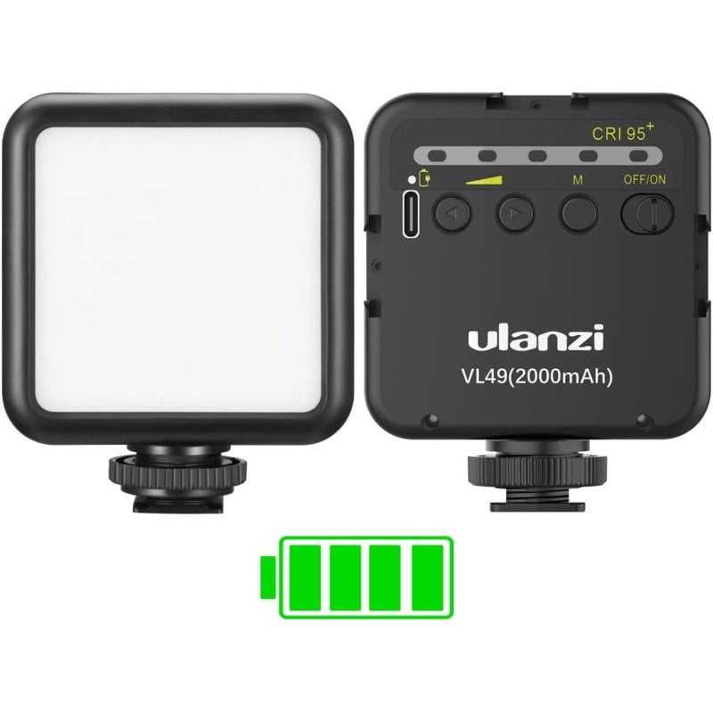 Ulanzi VL49 Iluminação Portátil para Vídeo e Fotografia com 3 Fixações Recarregável