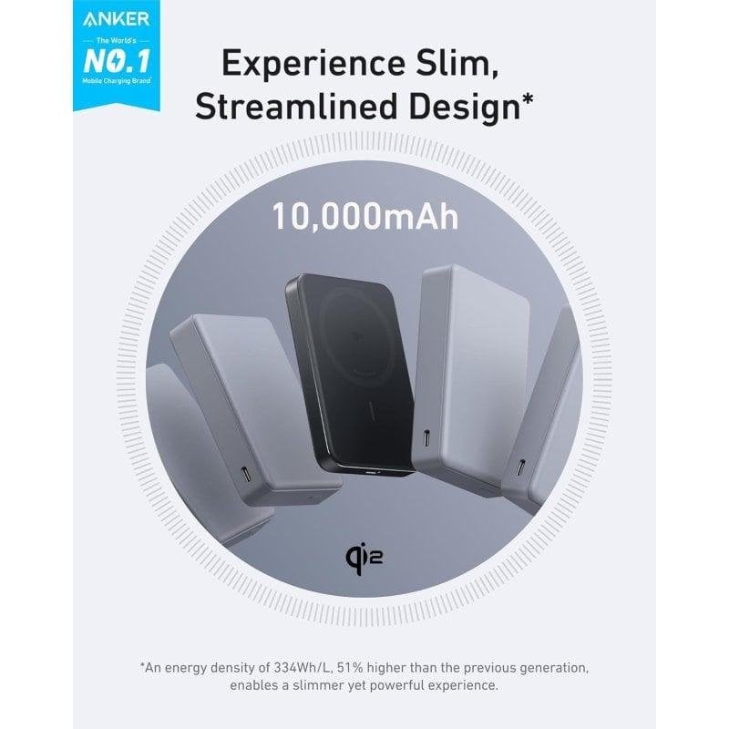Batterie Externe Anker MagGo 10000mAh Qi2 Magnétique Ultra Fine Noire