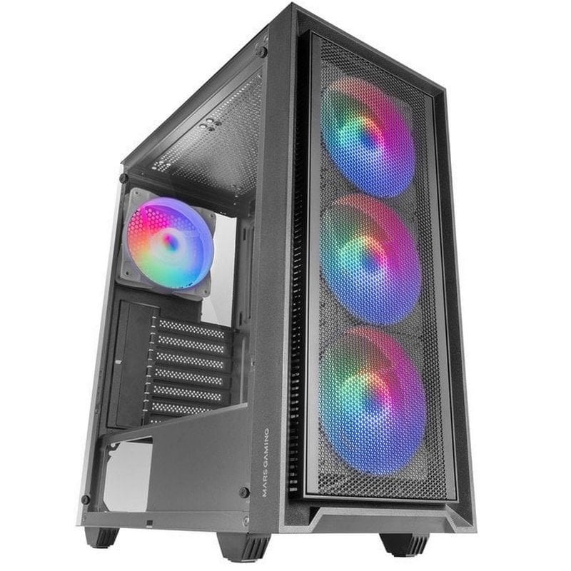 Mars Gaming MC-AIR ATX Boitier Gaming 4x Ventilateurs FRGB 12cm Avant Mesh Verre Trempé Noir