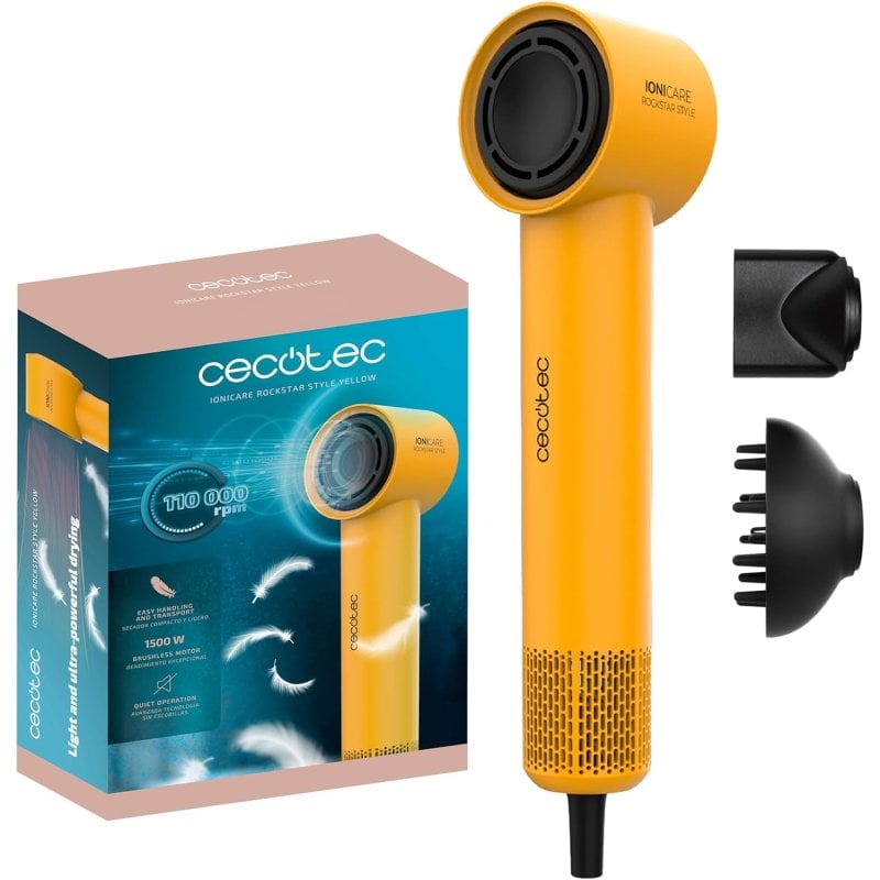 Image of Asciugacapelli Cecotec Ionicare Rockstar Style 1500W Giallo