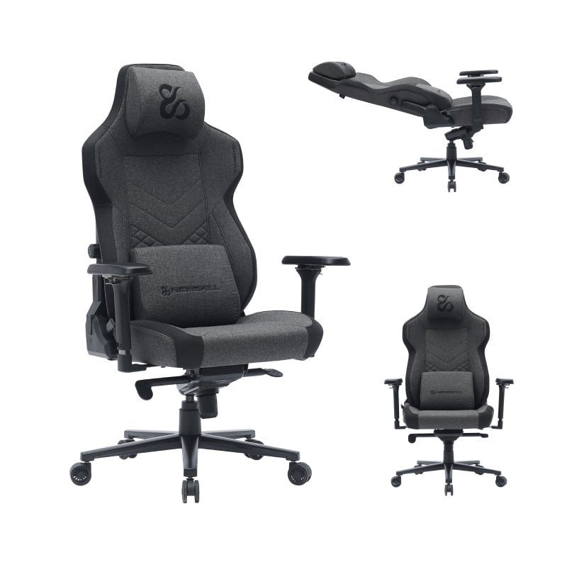 Newskill Banshee Pro Silla Gaming Tela Transpirable con Almohada Cervical Gris-Negra