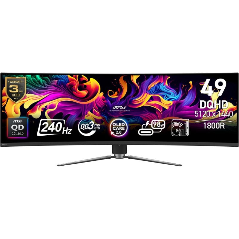 Image of MSI MPG 491CQPX QD-OLED 49" QD-OLED UltraWide Dual QHD 240Hz Curvo USB-C