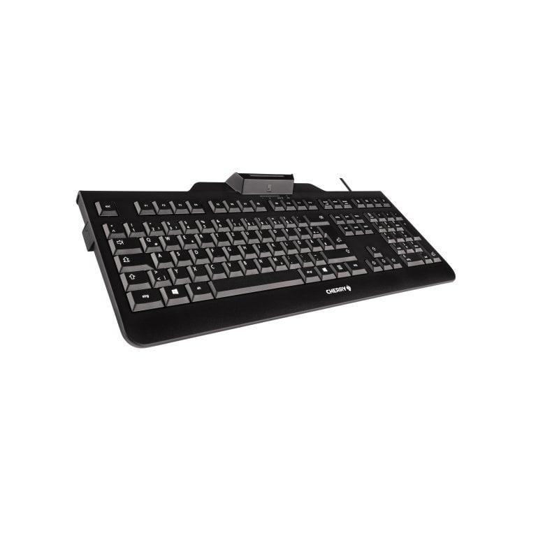 Clavier Cherry KC 1000 SC Alámbrico USB AZERTY Français Noir Complet