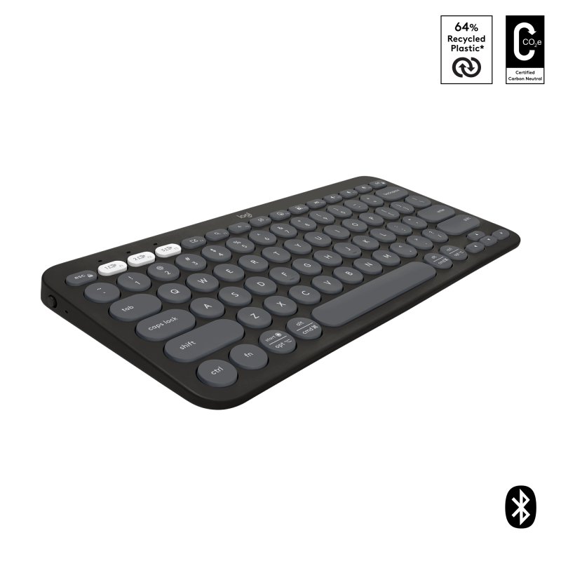 Logitech Pebble Keys 2 K380s - Clavier - sans fil - Bluetooth LE - AZERTY - Français - graphite ton sur ton