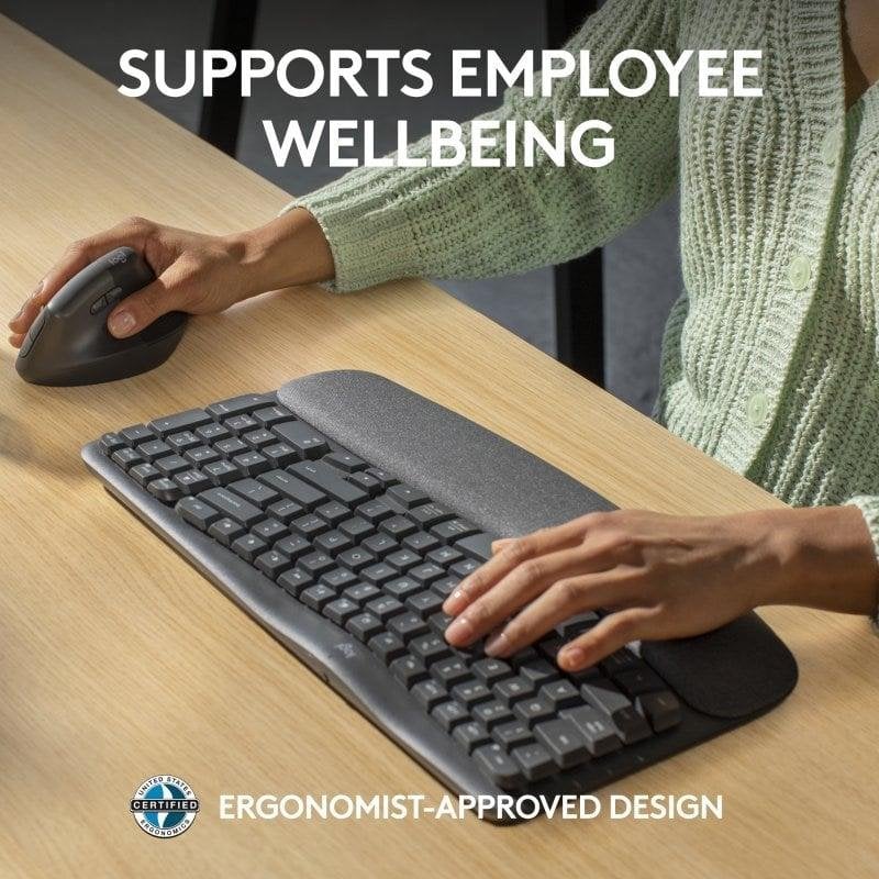 Logitech ERGO Wave Keys clavier ergonomique sans fil avec repose-poignets rembourré