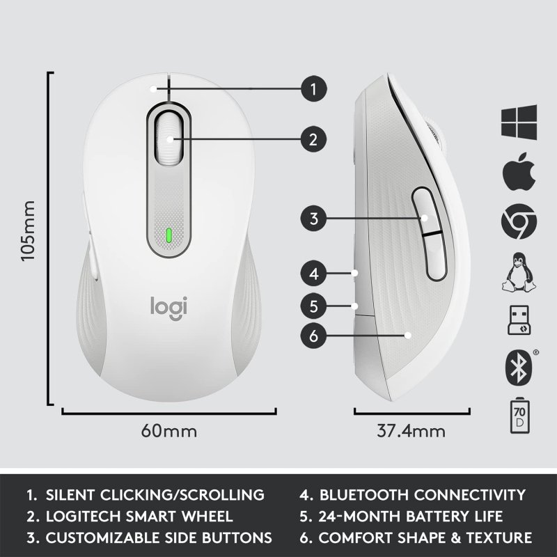Logitech - Signature MK650 Combo pour entreprise - Blanc cassé - Fran çais