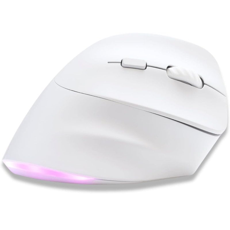 Image of Mouse verticale ergonomico wireless Bluestork Ergo Lumi per mano destra RGB 2400 DPI bianco