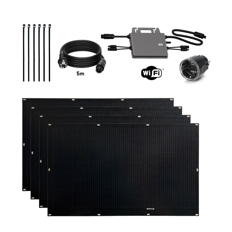 Tornasol Flex Full Black 400W Kit Solar Auto-instalação X2 Painéis Ultraleves e Flexíveis para Varanda