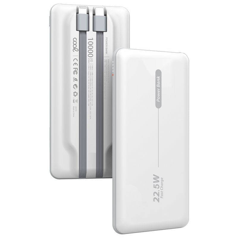 Image of Cool Universale Batteria Esterna Power Bank 10.000 mAh PD 22,5 W (2 Cavi) Bianco