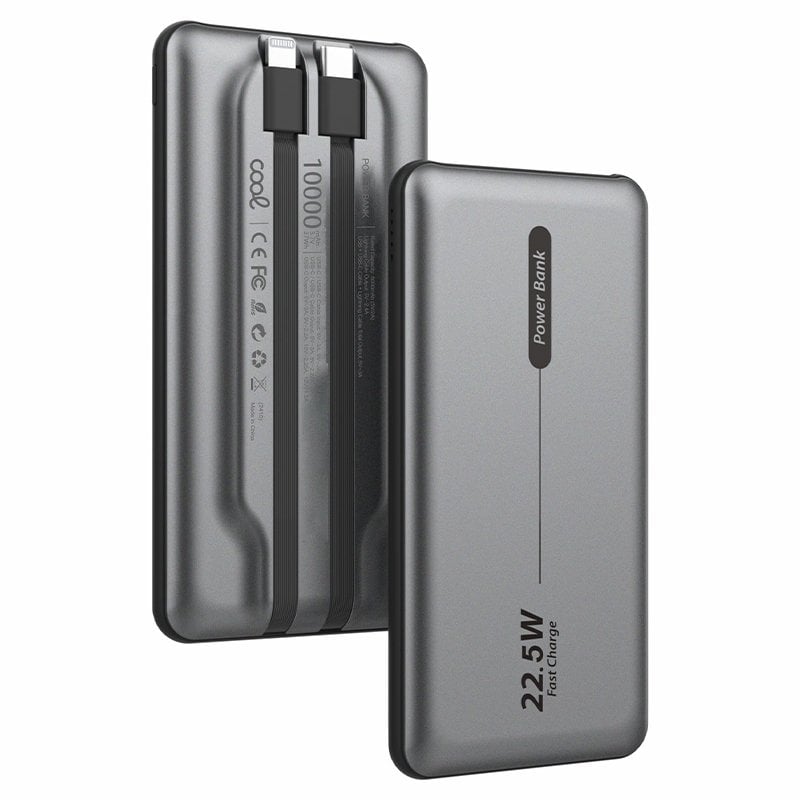 Image of Cool Batteria esterna universale Power Bank 10.000 mAh PD 22,5 W (2 cavi) Grigio