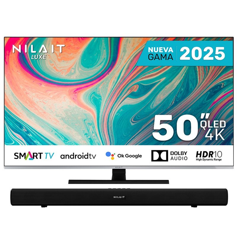 Nilait Luxe 50UC8003S 50' QLED UHD 4K Smart TV + Nilait Harmony Sound bar Barra de Som Bluetooth 2.0 30W