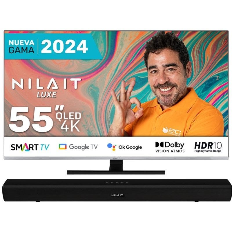 Nilait Luxe 55UC8003S 55' QLED UHD 4K Smart TV + Nilait Harmony Sound bar Barra de Som Bluetooth 2.0 30W