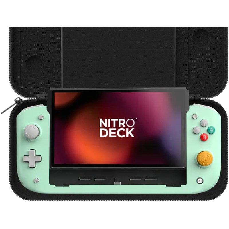 CRKD Nitro Deck Retro Mint Edición Límitada con Pantalla OLED para Nintendo Switch/OLED con Funda